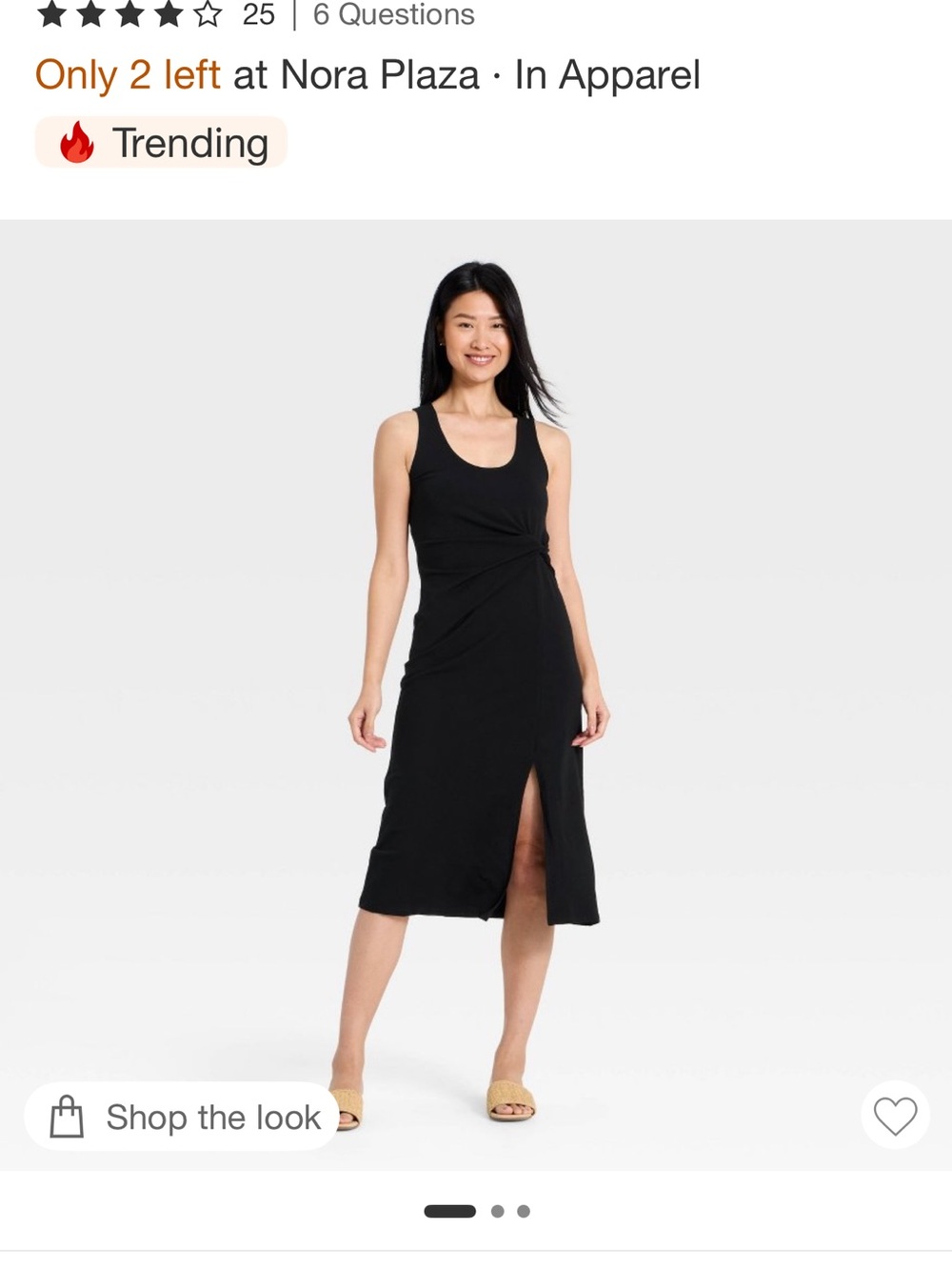 a new day Black Sleeveless Twist-Knot Midi Dress with Front Slit